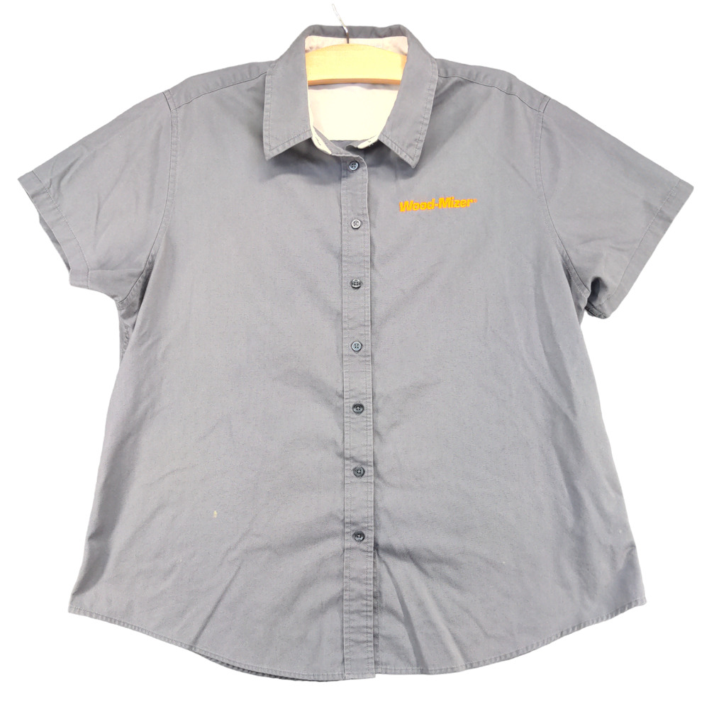 Port Authority Women's Button Front Shirt Gray XL Wood-Mizer Short Sleeve